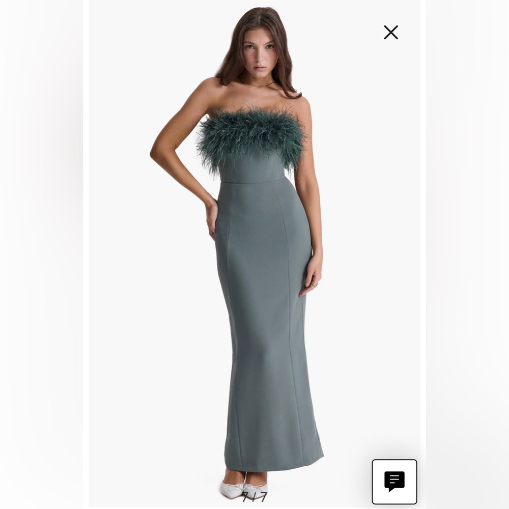 Juliene Strapless Feather Bodice Crepe Cocktail Dress | House of CB